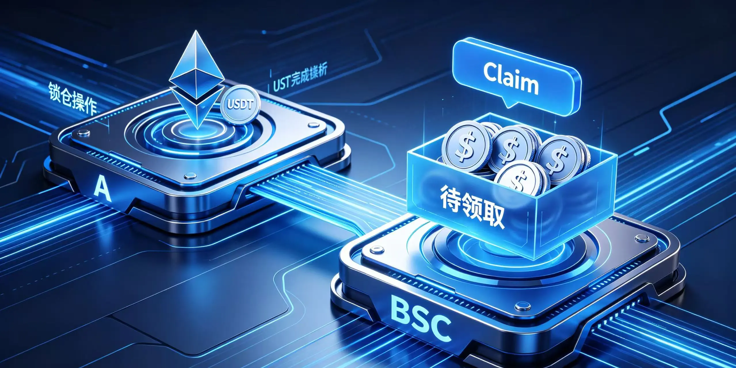 跨链桥未认领流程示意图,展示了资产在桥的另一端已铸造,但存放在认领合约中等待用户领取。 跨链桥未认领流程示意图,展示了资产在桥的另一端已铸造,但存放在认领合约中等待用户领取。